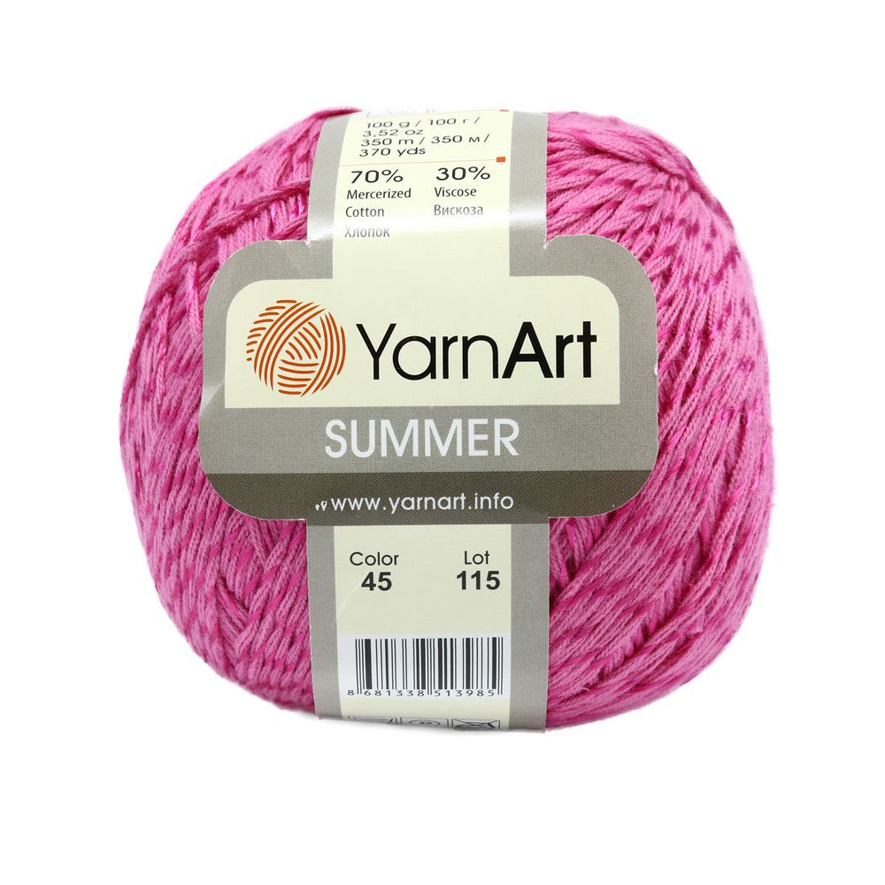 Пряжа YarnArt (ЯрнАрт) Summer / уп.4 мот. по 100 г, 350м, 45 цикламен /TOS/