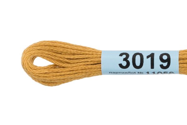 Мулине Gamma 100% хлопок, цв.3019 т.охра, 24 мотка по 8 метров