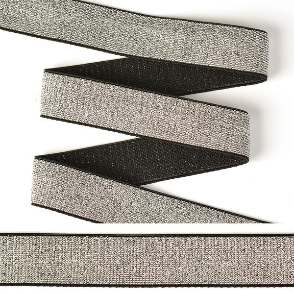 Резинка тканая 25.0 мм / 25 метров, металлизированная, ET.25BLS, черный/серебро