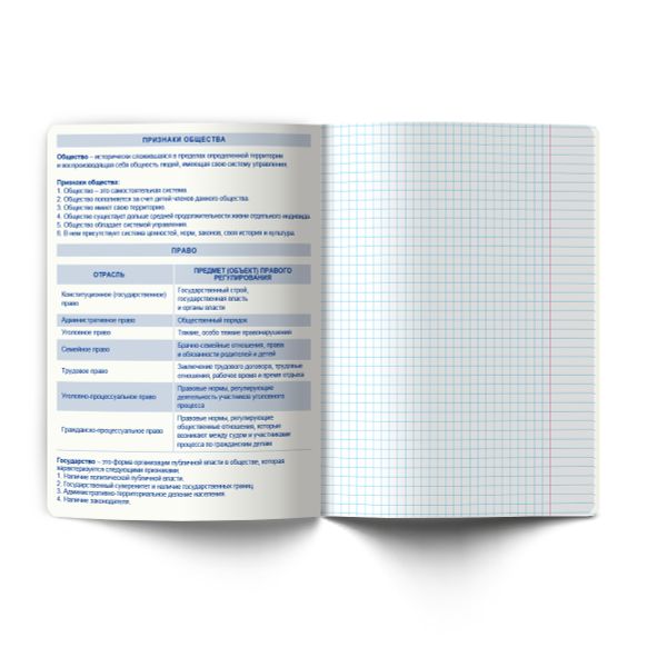 Тетрадь со справочным материалом Огромный мир внутри, A5 48 л. на скобе 60 г/м², белизна 90% 10 шт клетка, 01808 Огромный мир внутри Обществознание, Светоч Т278