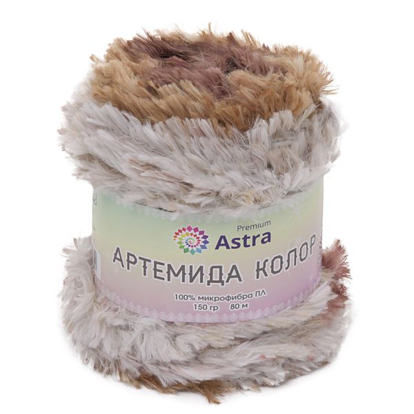 Пряжа Astra Premium (Астра Премиум) Артемида Колор / уп.1 мот. по 150 г, 80 м, 02 серо-бежевый секционный