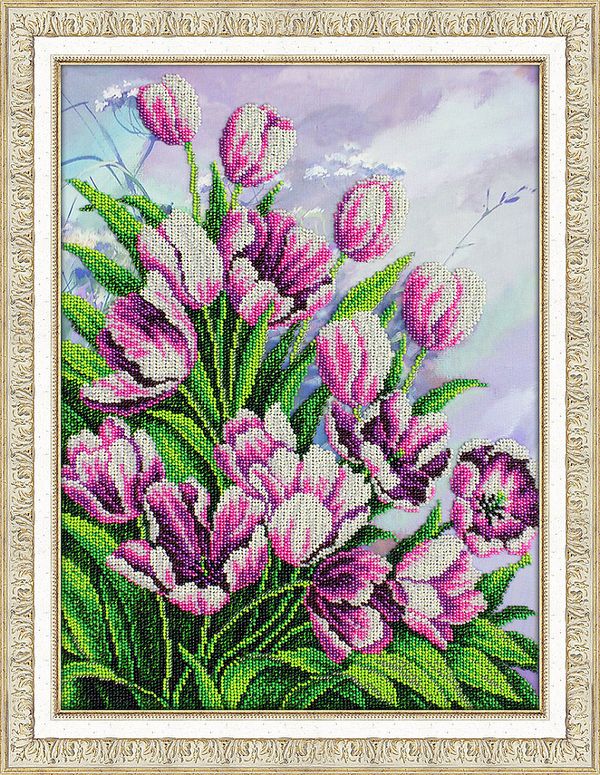 Набор для вышивания бисером Паутинка, Тюльпаны 30х40 см