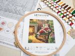 Набор для вышивания нитками LetiStitch, Отдых Санты у камина, 38,5х40 см