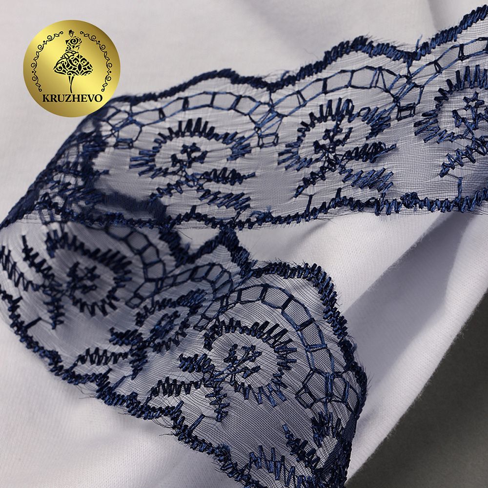 Кружево капроновое 45 мм / 9.14 м, TBS.30010 цв.120 (159) т.синий, Kruzhevo