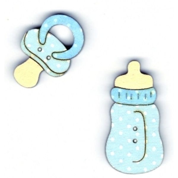 Украшения декоративные пуговицы голубые (соска и бутылочка), Aurora, 1 шт, AU-B4726