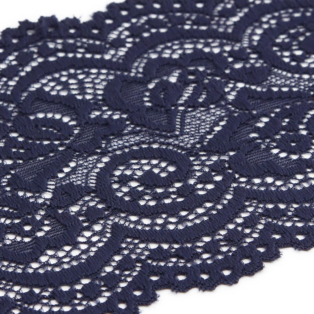 Кружево эластичное (стрейч) 100 мм / 13.71 метров, C147 индиго