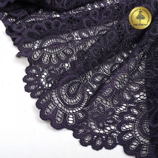 Кружево эластичное (стрейч) 205 мм, TBY.YSTL00839, 2817 сиреневый, 3м, Kruzhevo