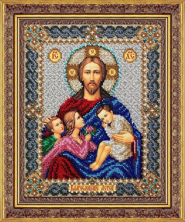 Набор для вышивания бисером Паутинка Б-1102, Благословение детей, 20х25 см