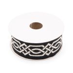 Лента (тесьма) жаккардовая 35.0 мм / 10±0.5 метров, бордюр Кельтский орнамент 35272 V9 черный/серебро