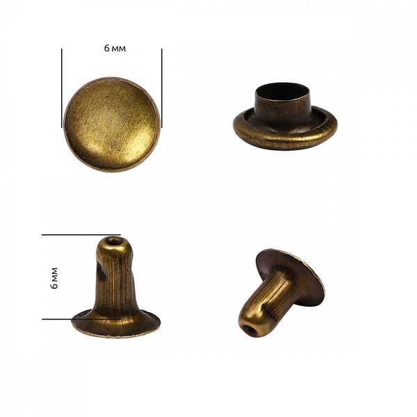 Хольнитены односторонние сталь 6х6 мм, №0, TBY.5106 цв. антик уп. 1000 шт, TBY