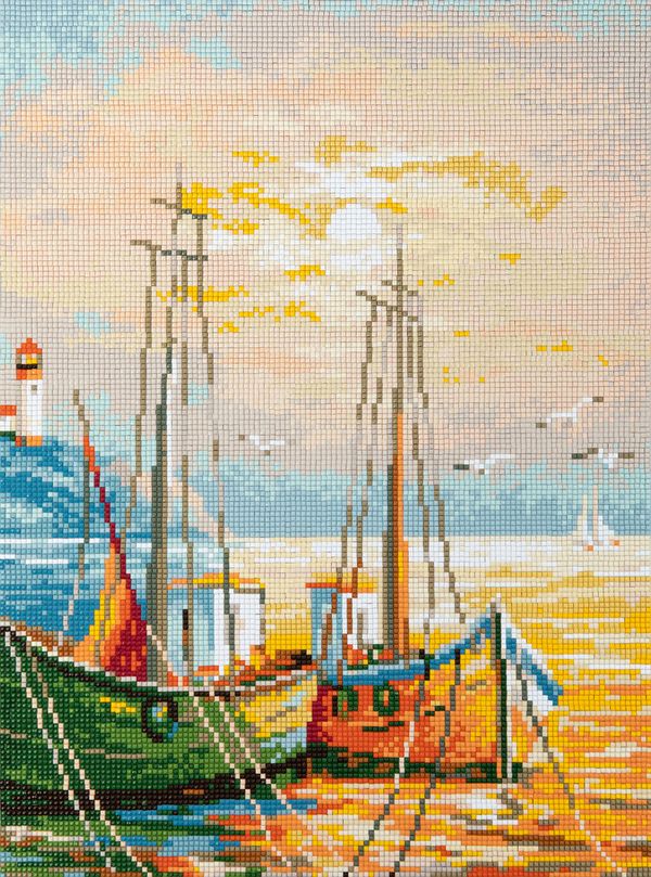 Алмазная (кристальная) мозаика Фрея, на подрамнике Лодки, 30х40 см