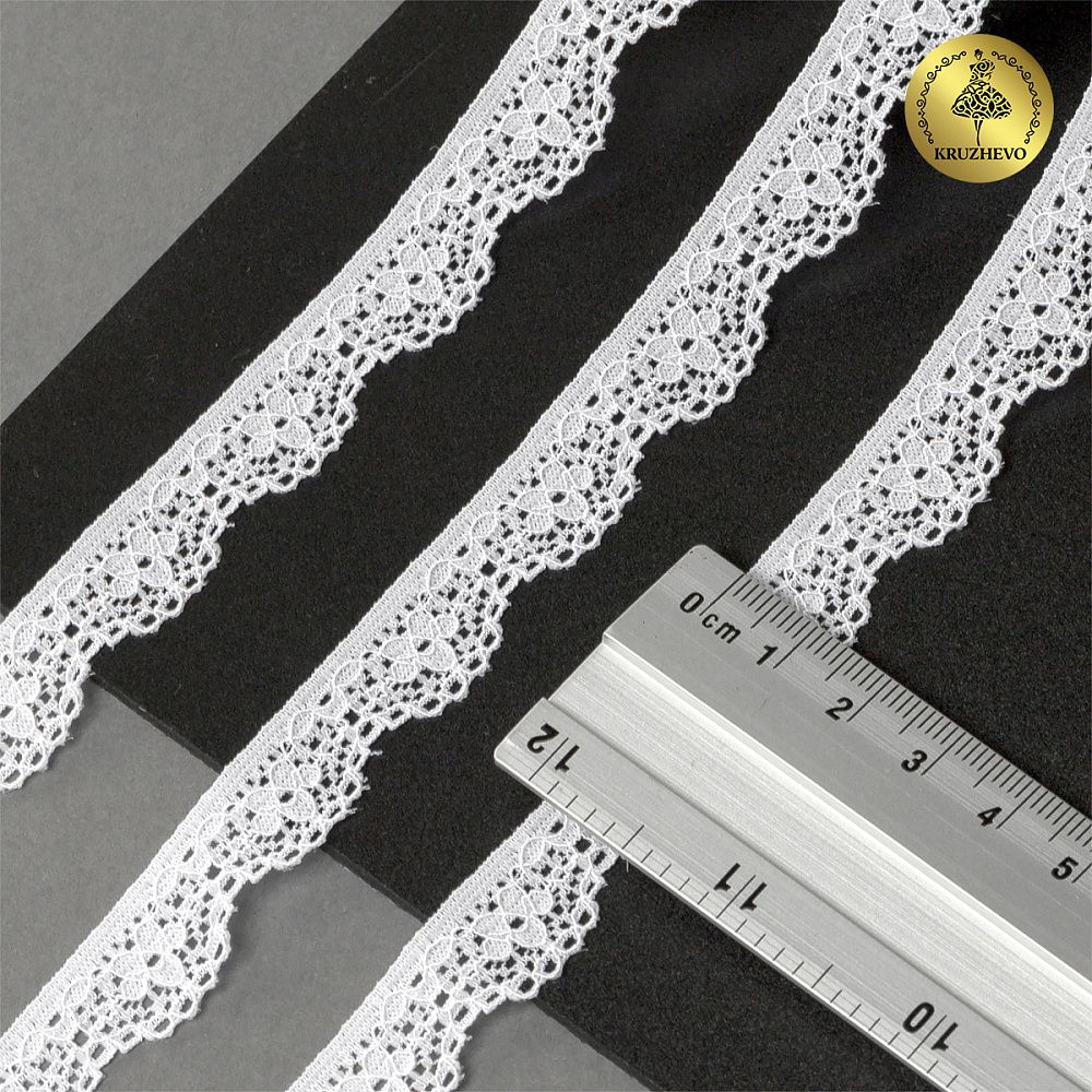 Кружево эластичное (стрейч) 15 мм, TBY.8031, 01 белый, 700м, Kruzhevo
