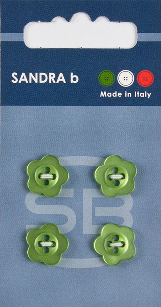 Пуговицы Sandra, 12, 5 мм, 4 шт, пластик, зеленый