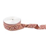 Лента (тесьма) жаккардовая 50.0 мм / 25 метров, Орнамент для северных народов, рис 9605 белый/бордовый/ч.роза, Gamma С3775