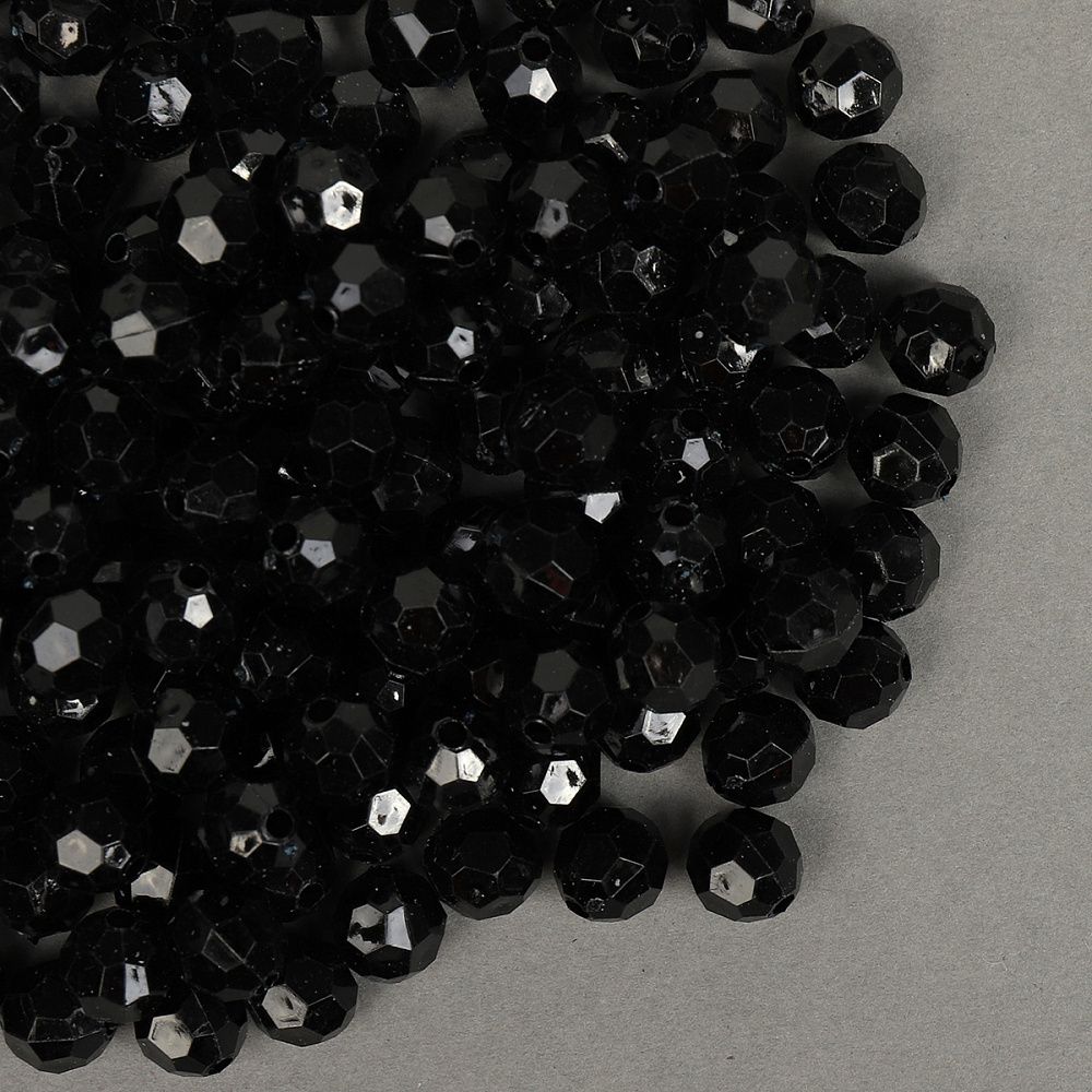 Бусины акрил ⌀8 мм, цв.45 черный, MG.3240-45, уп.500 г, Magic4Hobby