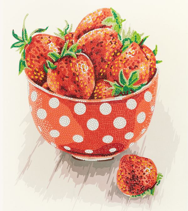 Алмазная (кристальная) мозаика Фрея, Клубника в чашке, 35х40 см
