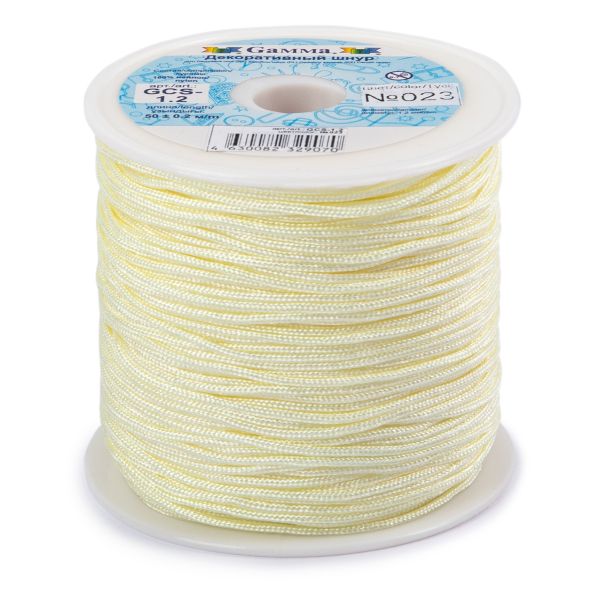 Шнур декоративный для плетения ⌀1.2 мм, 50 м, 023 бл.желтый, Gamma GCS-1.2