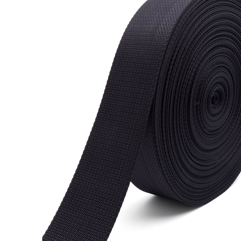 Стропа (ременная лента) 50 мм / 30 метров, толщ. 1.0 мм, [42 г/пог.м], 100% п/э, 005 черный