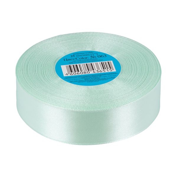 Лента атласная 1-сторонняя 25.0 мм / 33±2 метра, №063 св.св.зеленый, в термоплёнке, Gamma