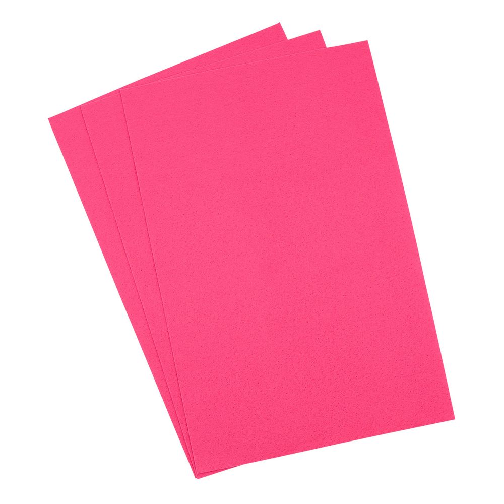 Фетр листовой жесткий 1.0 мм, 160гр, 20х30см, 3 штук Astra&Craft (AF814 ярко-розовый)