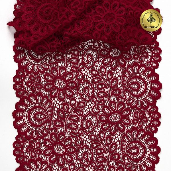 Кружево бельевое эластичное 205 мм / 3 м, TBY.YSTL00839, цв.101 т.красный, Kruzhevo