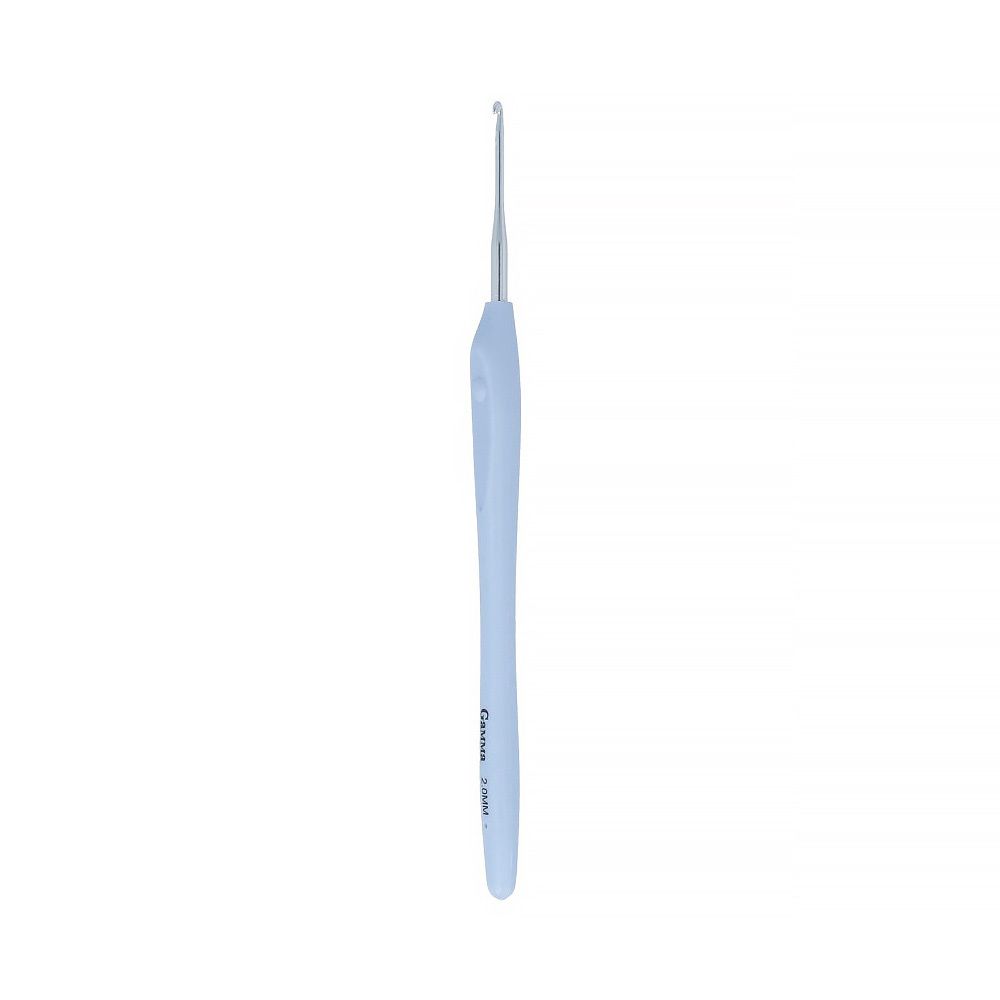 Крючок для вязания с прорезиненной ручкой металл ⌀2.0 мм, 16 см, Gamma RHP