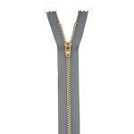 Молния металл джинсовая Т5 (5 мм) 1 зам., н/раз., 18 см, св.серый, 39127/18-3, 10 шт