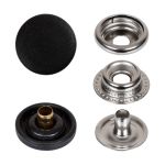 Кнопка Альфа (S-образная) ⌀15.0 мм, 720±20 шт, с пласт. верхом, пластик/нерж., черный, Gamma