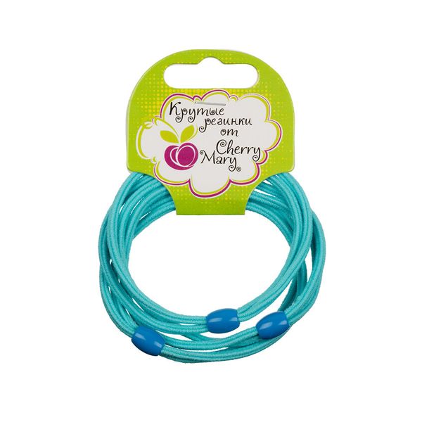Набор резинок для волос R6017, 15 шт (5х3 шт), №03 голубой, Cherry Mary R6017