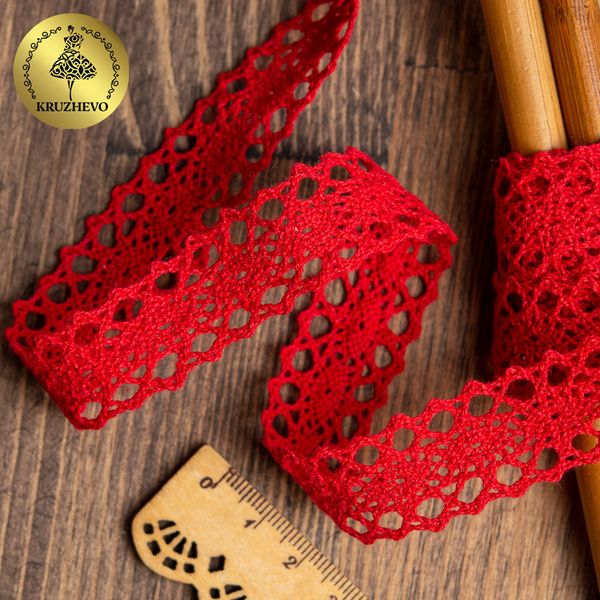 Кружево вязаное (тесьма) 20 мм / 10 метров, 6307-1 цв.31 красный, 10 м, Kruzhevo