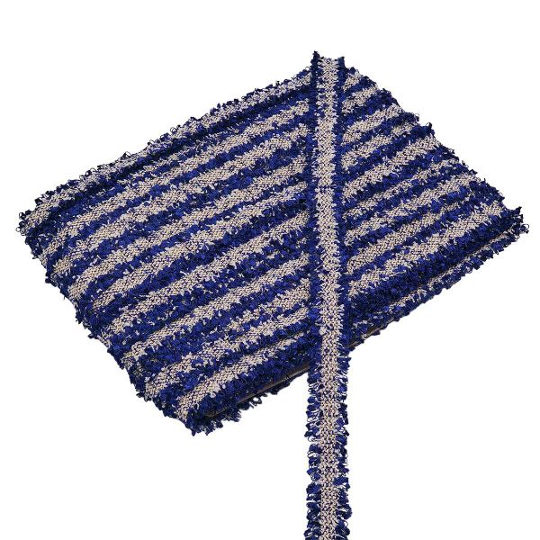 Тесьма твидовая Шанель с люрексом 2 см / 41,2м, 35 белый/синий, 3AR2651