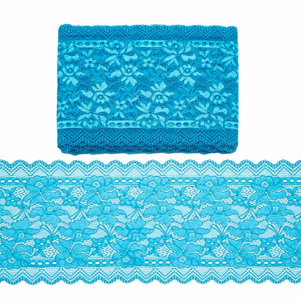 Кружево бельевое эластичное 180 мм / 9.14 м, синий