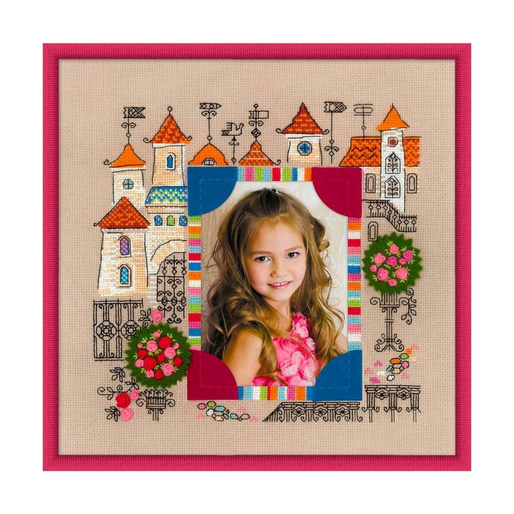 Набор для вышивания нитками Риолис, Панно для фотографии Замок принцессы, 30х30 см