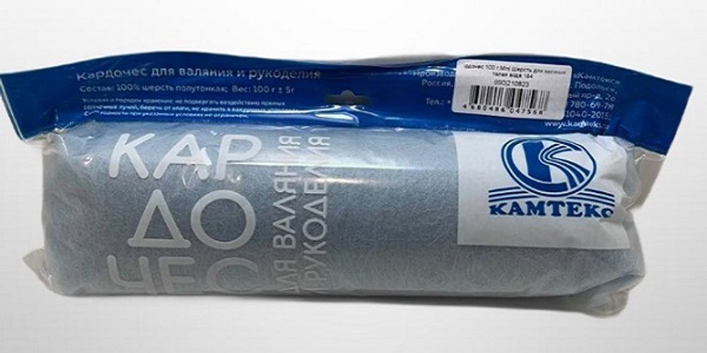 Шерсть для валяния Камтекс кардочес Мини 100% полутонкая шерсть 100 г, 184 талая вода