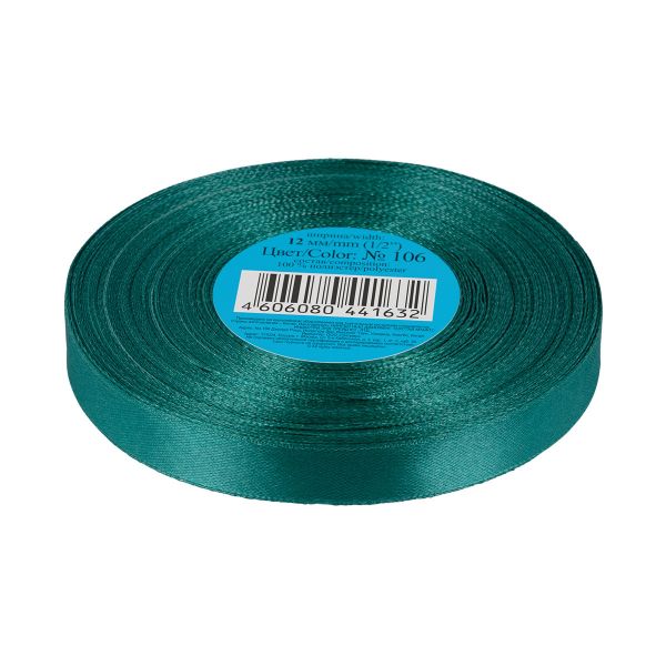 Лента атласная 1-сторонняя 12.0 мм / 33±2 метра, 106 т.зеленый, Gamma