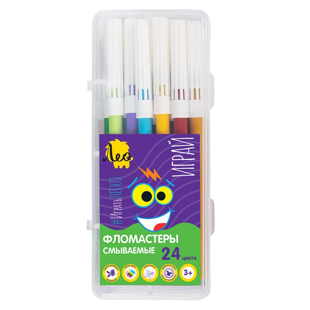 Фломастеры смываемые 24 цв, Лео LPFPB-24