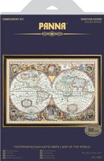 Набор для вышивания нитками Panna, Золотая серия, Географическая карта мира, 66х46,5 см