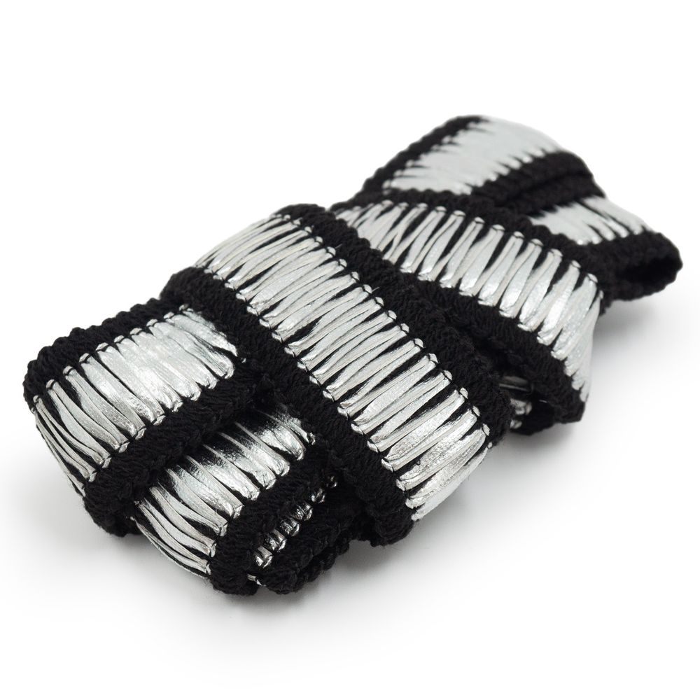 Тесьма отделочная 33 мм, 1.5 метра, CYY3149, черный/серебро