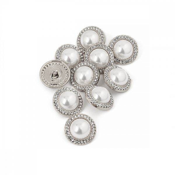 Пуговицы металлические на ножке 28L-18 мм, С-MP15 цв.серебро/перламутр, 10 шт