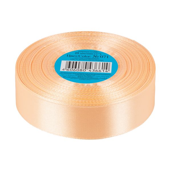 Лента атласная 1-сторонняя 25.0 мм / 33±2 метра, 071 св.кремовый, Gamma