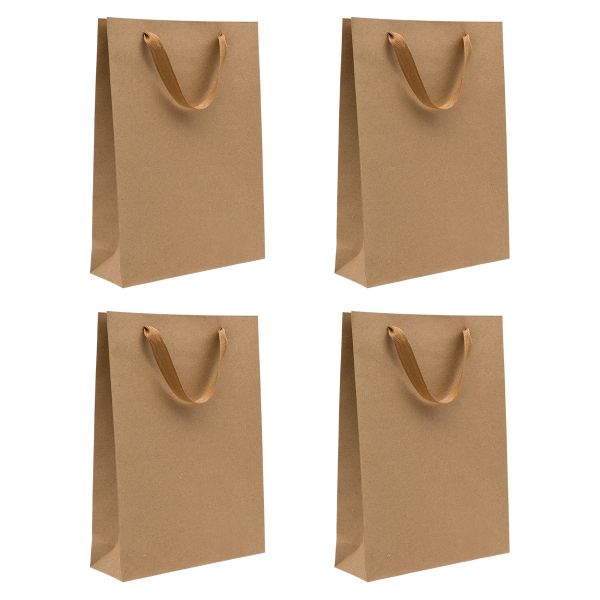 Пакет подарочный крафт, 24х33х8 см, 4 шт