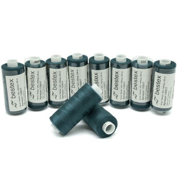 Нитки швейные бытовые Bestex 40/2, 365 м (400 ярд) / 10 кат., 372 зеленый опал