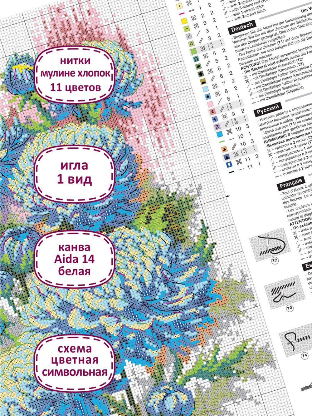 Набор для вышивания нитками Риолис, Хрупкость хризантем, 21х30 см