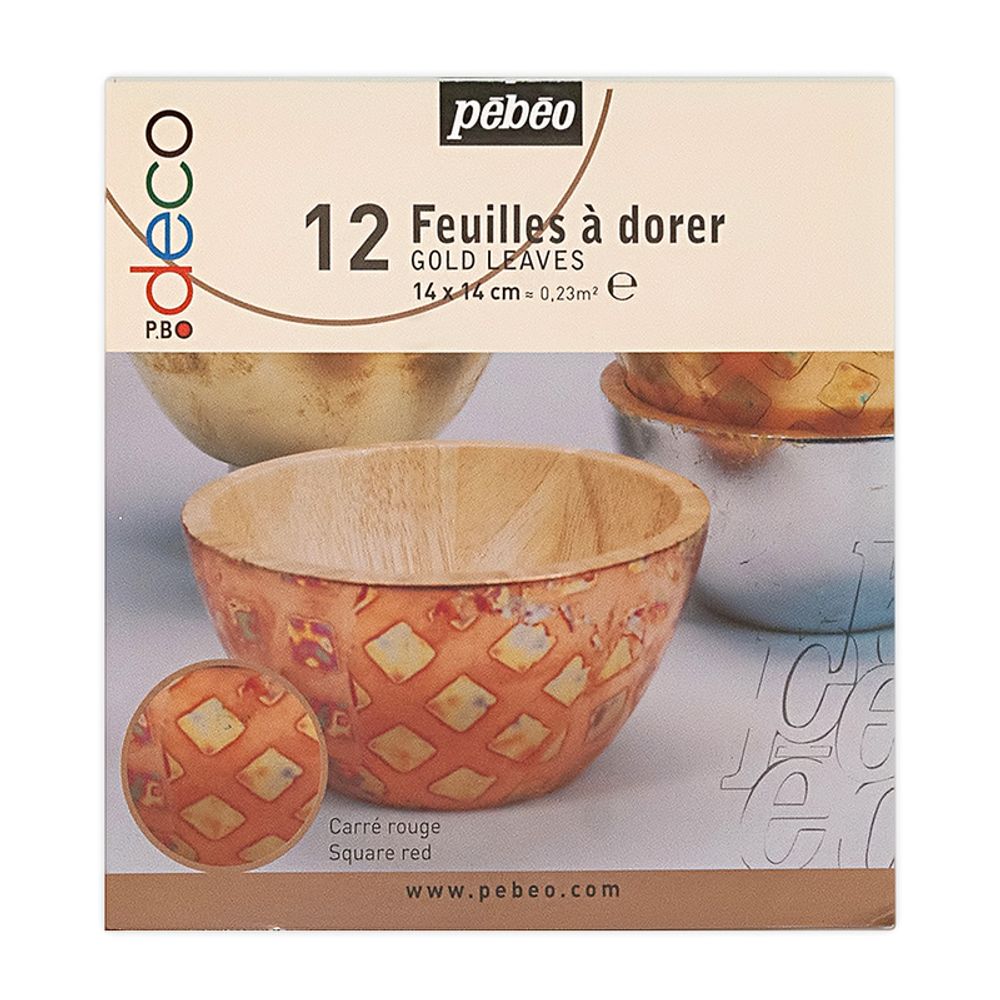 Набор листовой потали 14х14 см, 12 шт, 094217 красный квадрат, Pebeo