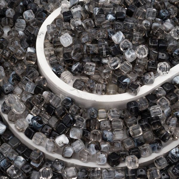 Бусины акрил 6.5х6.6 мм, 500 г, прозрач. в цвете, куб, AD032 серый аквамарин, (7748713)4658 , Astra&Craft