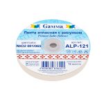 Лента атласная с рисунком 12.0 мм / 22.8 метров, O2 001/065 белый/красный, Gamma ALP-121