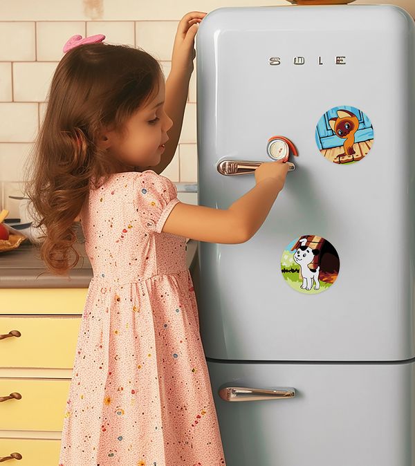 Картина по номерам Фрея, Союзмультфильм. Котёнок Гав и Шарик, на магните, 9х9 см