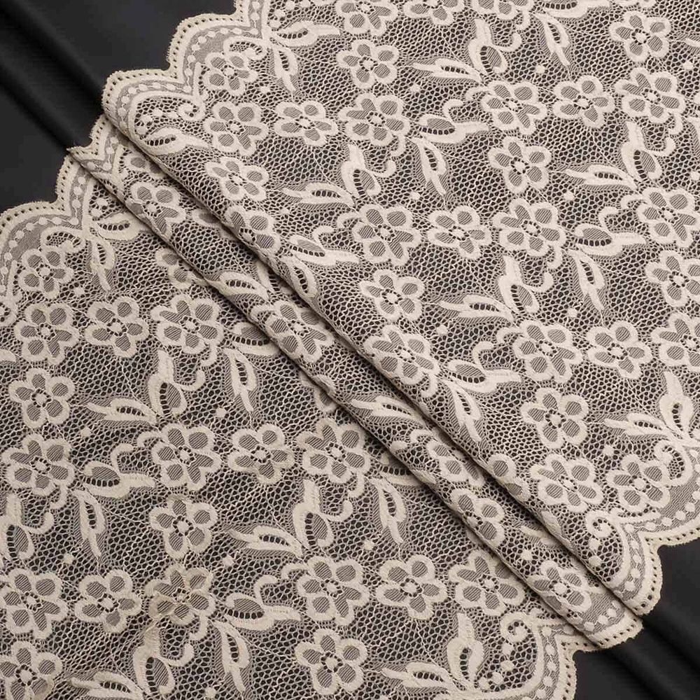 Кружево бельевое эластичное 400 мм / 3.4 метра, цвет телесный