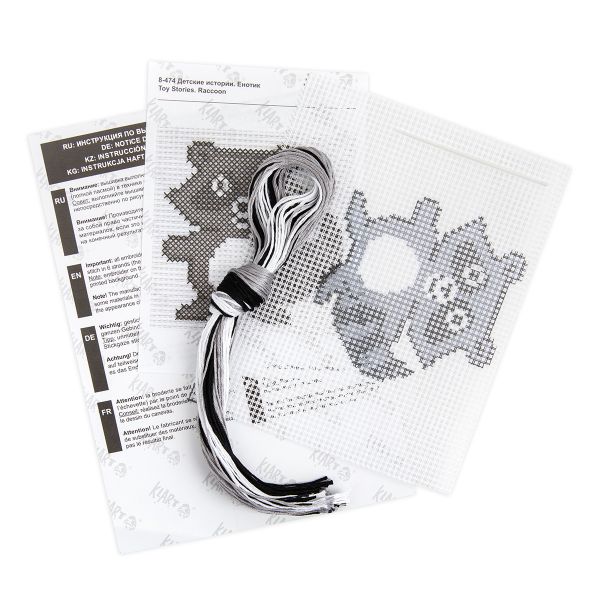 Набор для вышивания нитками Klart, Детские истории. Енотик, 12х12 см