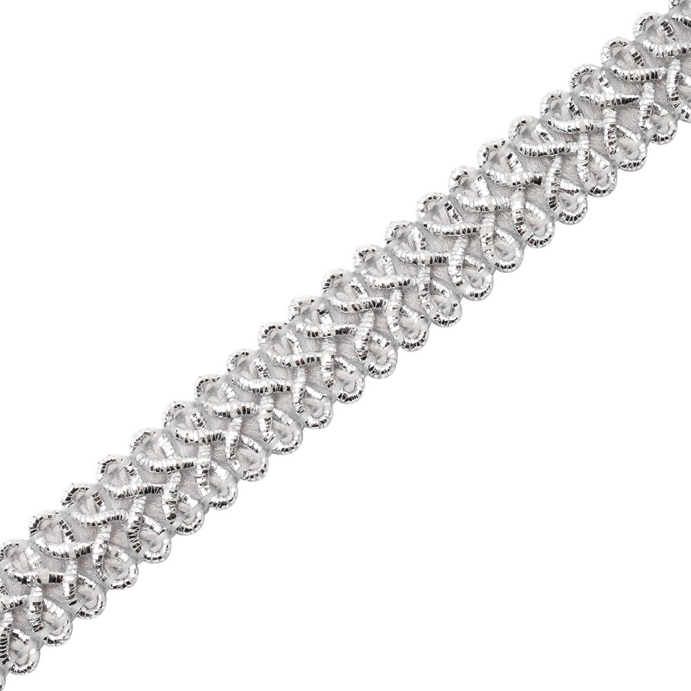 Тесьма отделочная Шанель, металлизир. 13 мм, 25 м, SR37 серебро